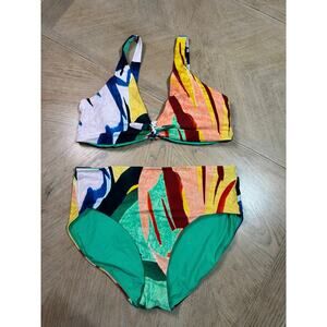 CALIA Women's Tie Front Bikini Painterly Floral
Multicolor size XL